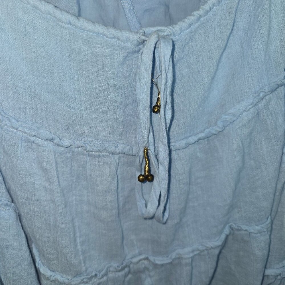 Free People Free-Est Coconico Mini Boho Blue Cutout Dress Sz M - Picture 8 of 8